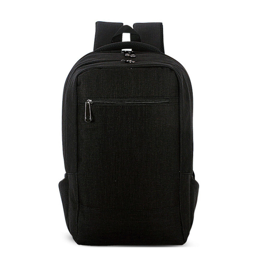 (Black) 15.6inch Men Laptop Canvas Backpack School Business Travel Shoulder Bag Rucksack