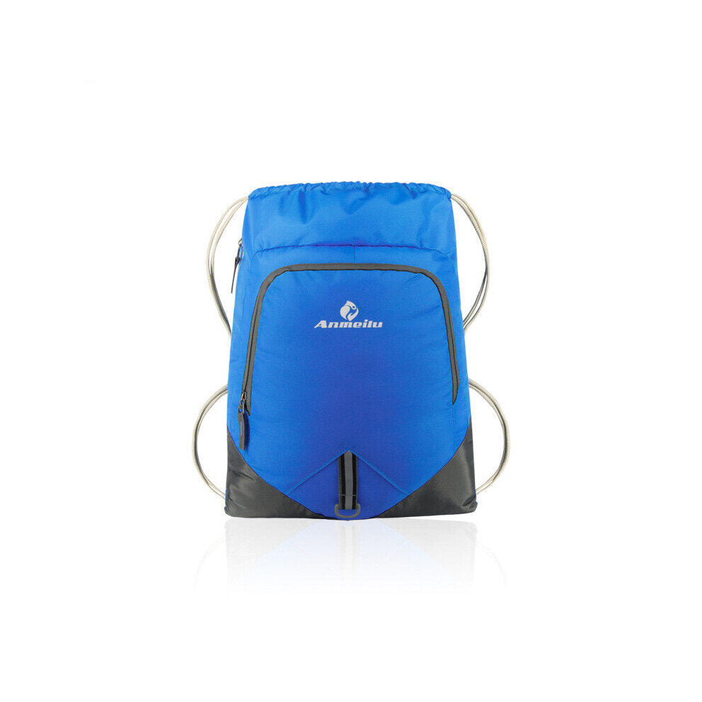 (Blue) 12L Foldable Drawstring Backpack Ultralight Outdoor Travel Waterproof Folding School Bag