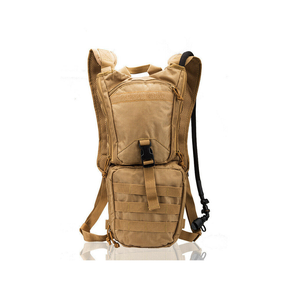 (Khaki) 3L Water Bag Nylon Backpack  Water Container Unisex Rucksack Hiking Climbing Camping Cycling