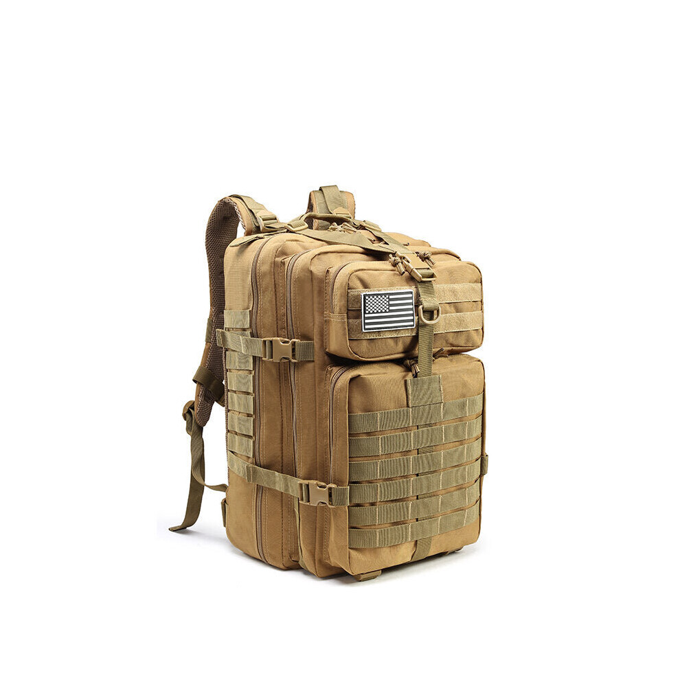 (Khaki) 45L Tactical Army Military 3D Molle Assault Rucksack Backpack Outdoor Hiking Camping Traveling Bag