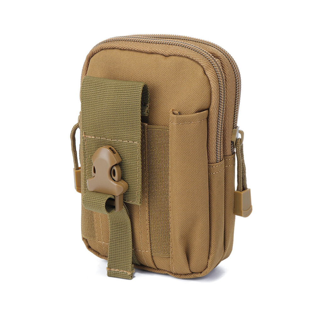 (Khaki) 5.5 Inch Outdoor EDC Tactical Molle Waist Bags Pack Men Cell Phone Case Wallet Pouch Holder For iphone 8 Sports Camping Hiking