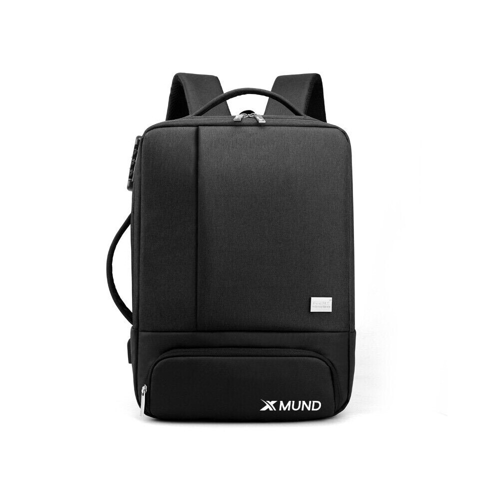 (Black) 35L USB Backpack 15.6inch Laptop Bag Waterproof Anti-theft Lock Travel Business School Bag