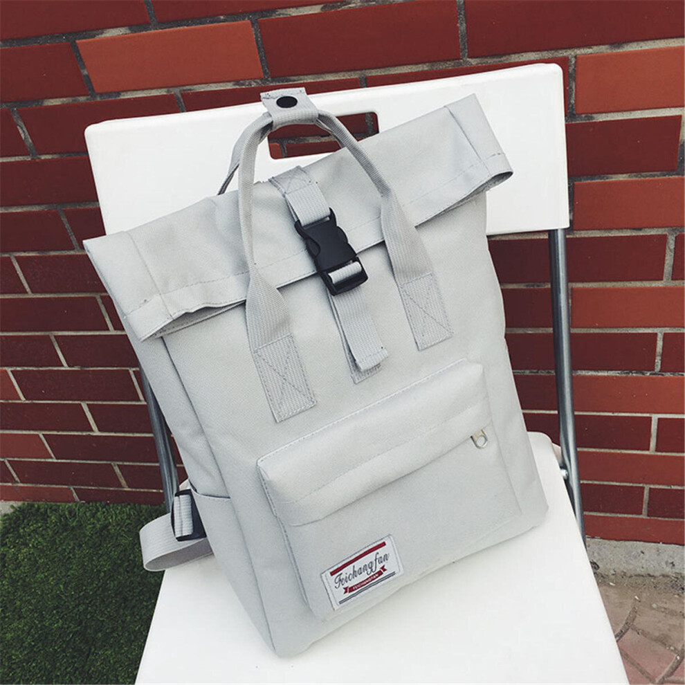 (Light Grey) 10L Canvas Backpack Student School Bag Travel Camping Handbag Shoulder Pack Shopping Tote