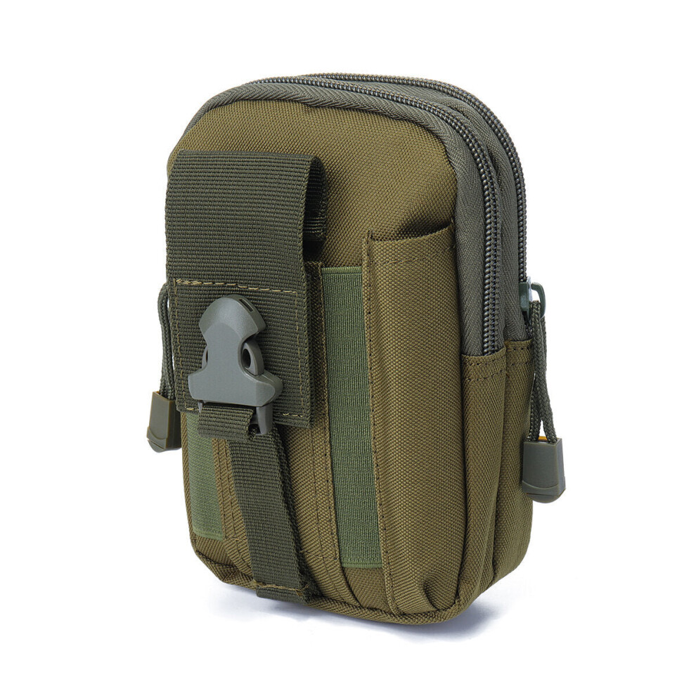 (Army Green) 5.5 Inch Outdoor EDC Tactical Molle Waist Bags Pack Men Cell Phone Case Wallet Pouch Holder For iphone 8 Sports Camping Hiking