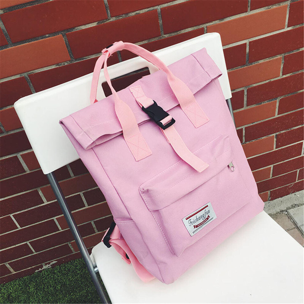 (Pink) 10L Canvas Backpack Student School Bag Travel Camping Handbag Shoulder Pack Shopping Tote