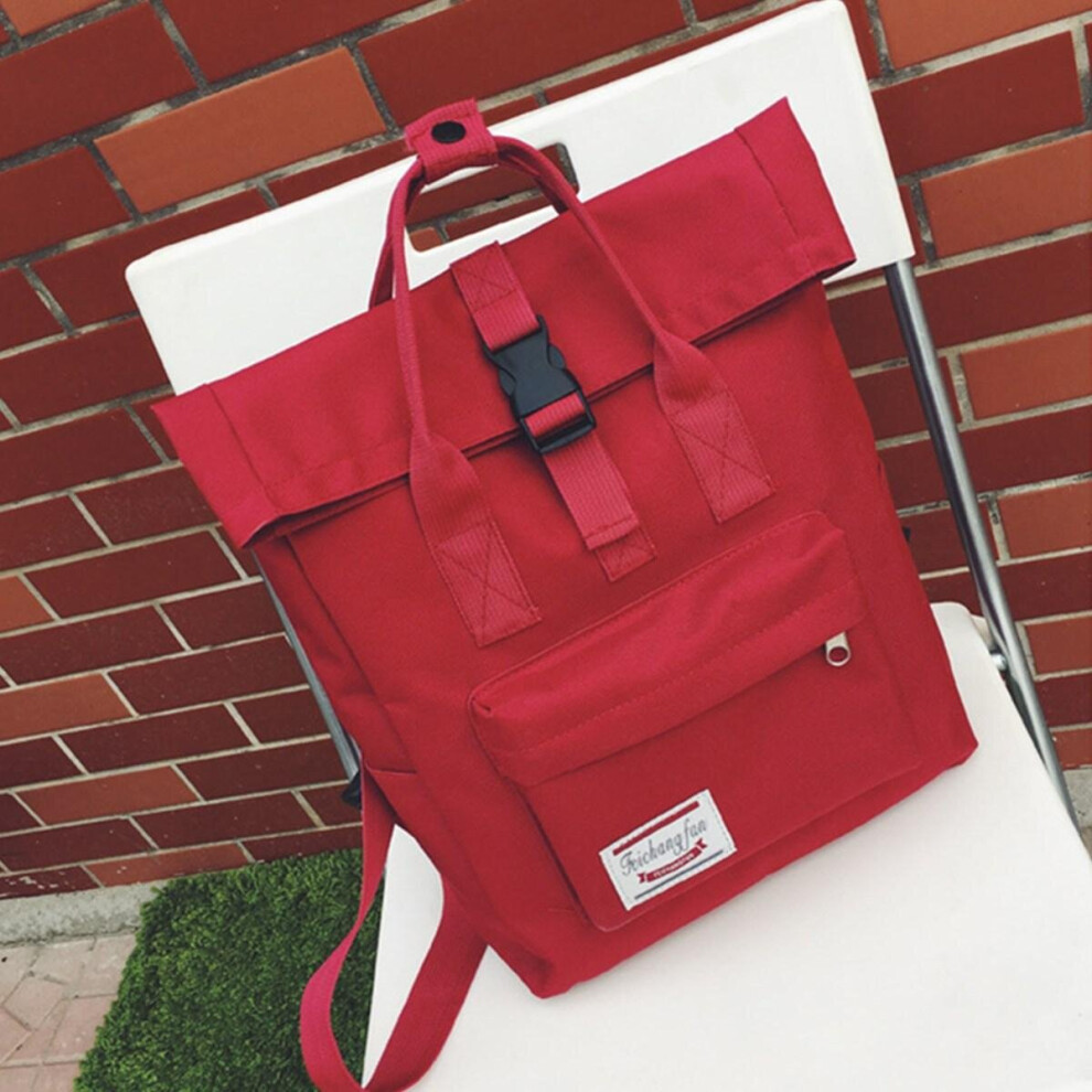 (Wine Red) 10L Canvas Backpack Student School Bag Travel Camping Handbag Shoulder Pack Shopping Tote