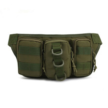 (Army Green) 1PC Outdoor Sport 3 Pockets High Capacity Tactical Waist Bag Handbag Gym Bag For Running Fitness Hiking Camping