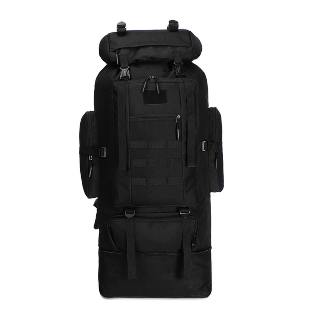 (Black) 100L Large Capacity Military Tactical Backpack Outdoor Hiking Climbing Camping Bag Travel Rucksack