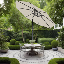(3M, Cream) Greenbay 2.5M 2.7M 3M Round Aluminium Garden Parasol Sun Shade Patio Outdoor Umbrella Canopy Crank Tilt Mechanism