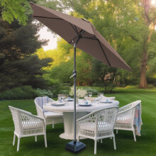 (2.5M, Brown/Taupe) Greenbay 2.5M 2.7M 3M Round Aluminium Garden Parasol Sun Shade Patio Outdoor Umbrella Canopy Crank Tilt Mechanism