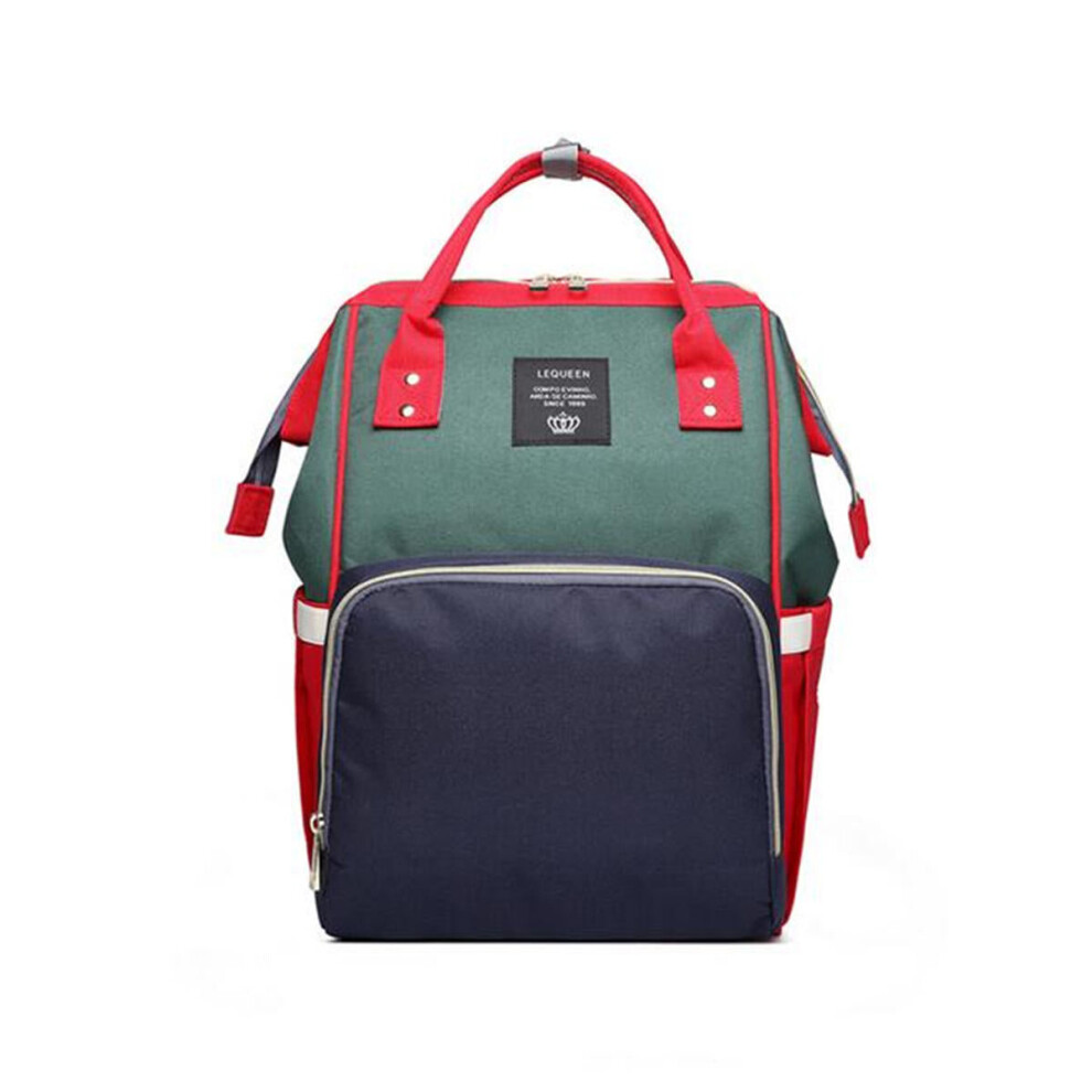 (Blue+Red/Green) 16L Mummy Backpack Baby Nappy Diaper Bag Large Capacity Storage Pouch Outdoor Travel