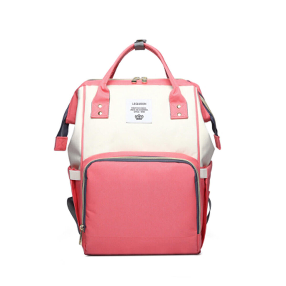 (Pink + White) 16L Mummy Backpack Baby Nappy Diaper Bag Large Capacity Storage Pouch Outdoor Travel