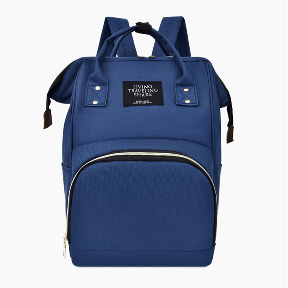 (Navy) 36L Canvas Mother Baby Bag Multifunctional Diaper Bag Shoulder Bag Backpack Outdoor Camping Travel