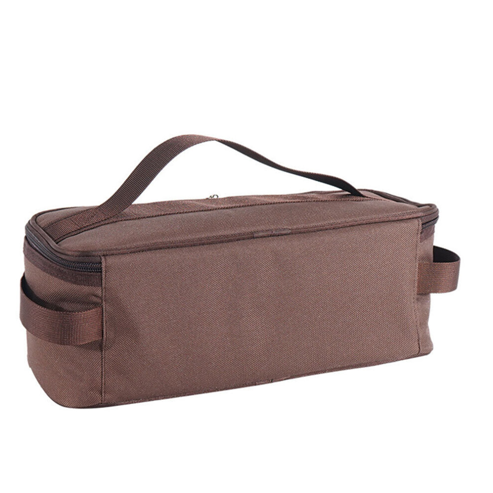 (Brown) 1PC Outdoor Portable Camping Cooker Storage Bag Camping Kitchen Cookware Storage Tools Picnic Bags