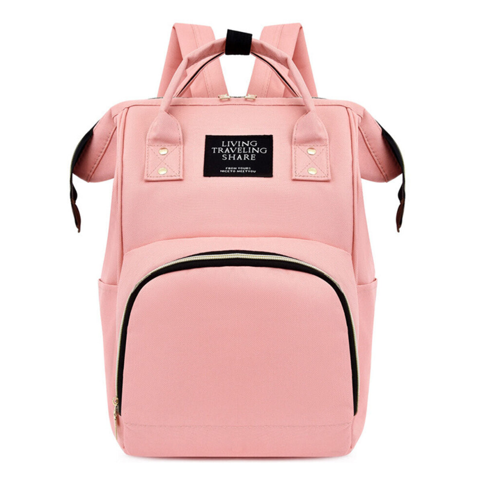 (Pink) 36L Canvas Mother Baby Bag Multifunctional Diaper Bag Shoulder Bag Backpack Outdoor Camping Travel