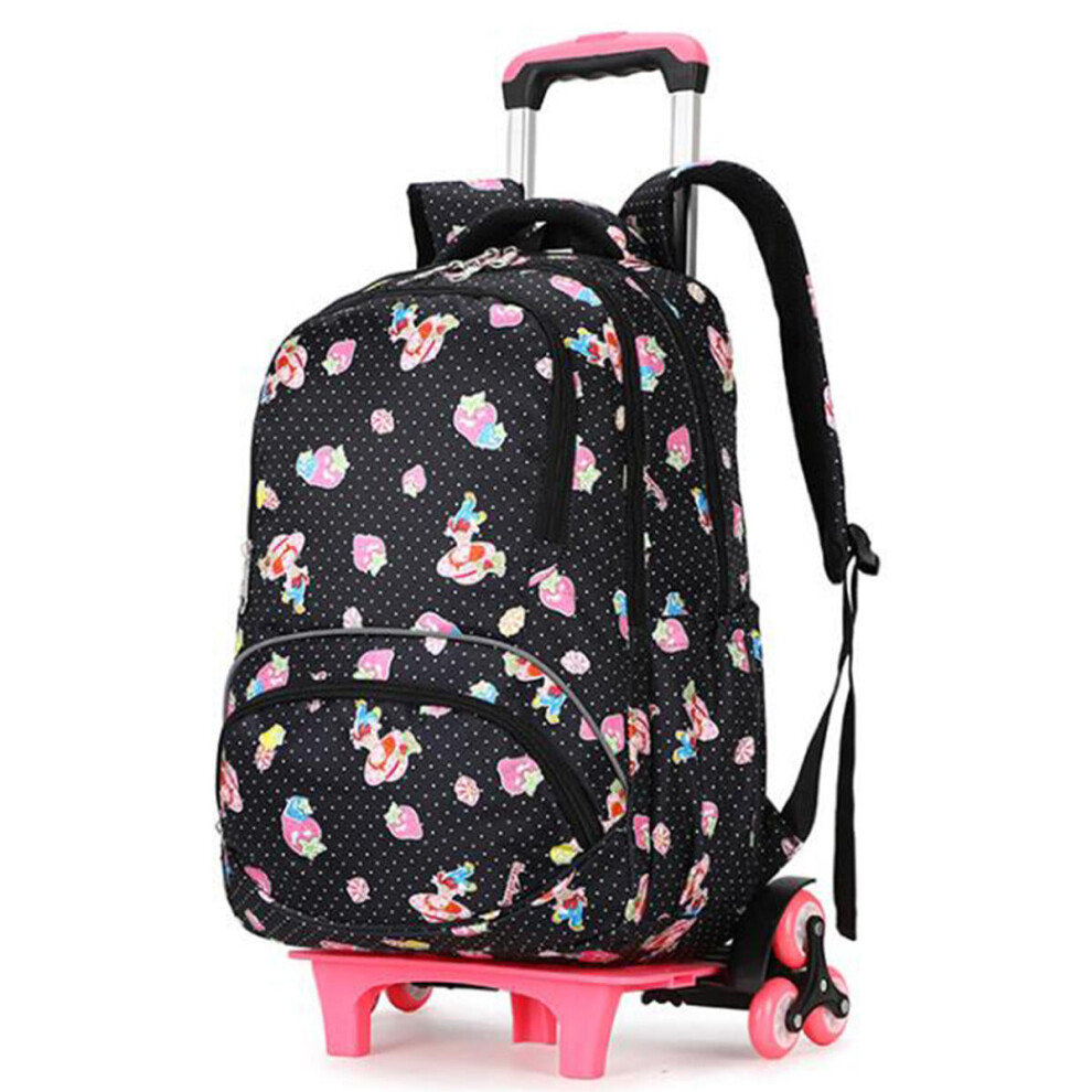 (Heart) 38L 6 Wheels Removable Luggage Trolley Backpack Rucksack Student School Bag Outdoor Travel