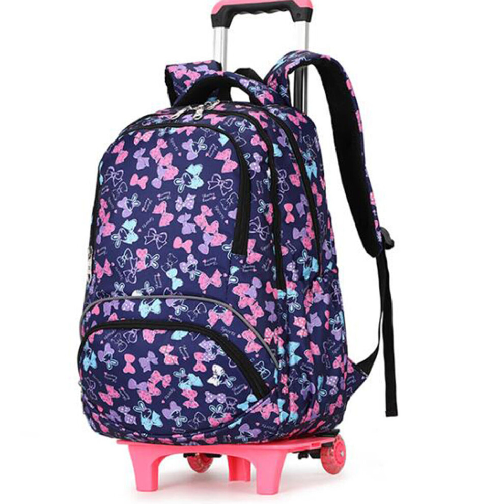 (Bow-knot) 38L 6 Wheels Removable Luggage Trolley Backpack Rucksack Student School Bag Outdoor Travel