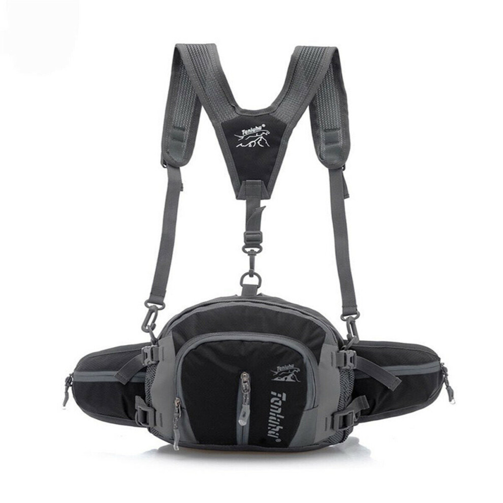 (Black) 5-in-1 Cycling Waist Bag Multi-function Breathable Bike Backpack Camping Climbing Running Sport