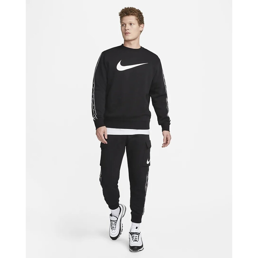 (S) Men's Nike Repeat Tracksuit Black Crew Neck Top