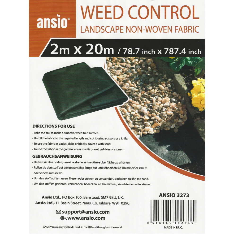 (2m x 20m) ANSIO Weed Control Membrane, Non-Woven Fabric