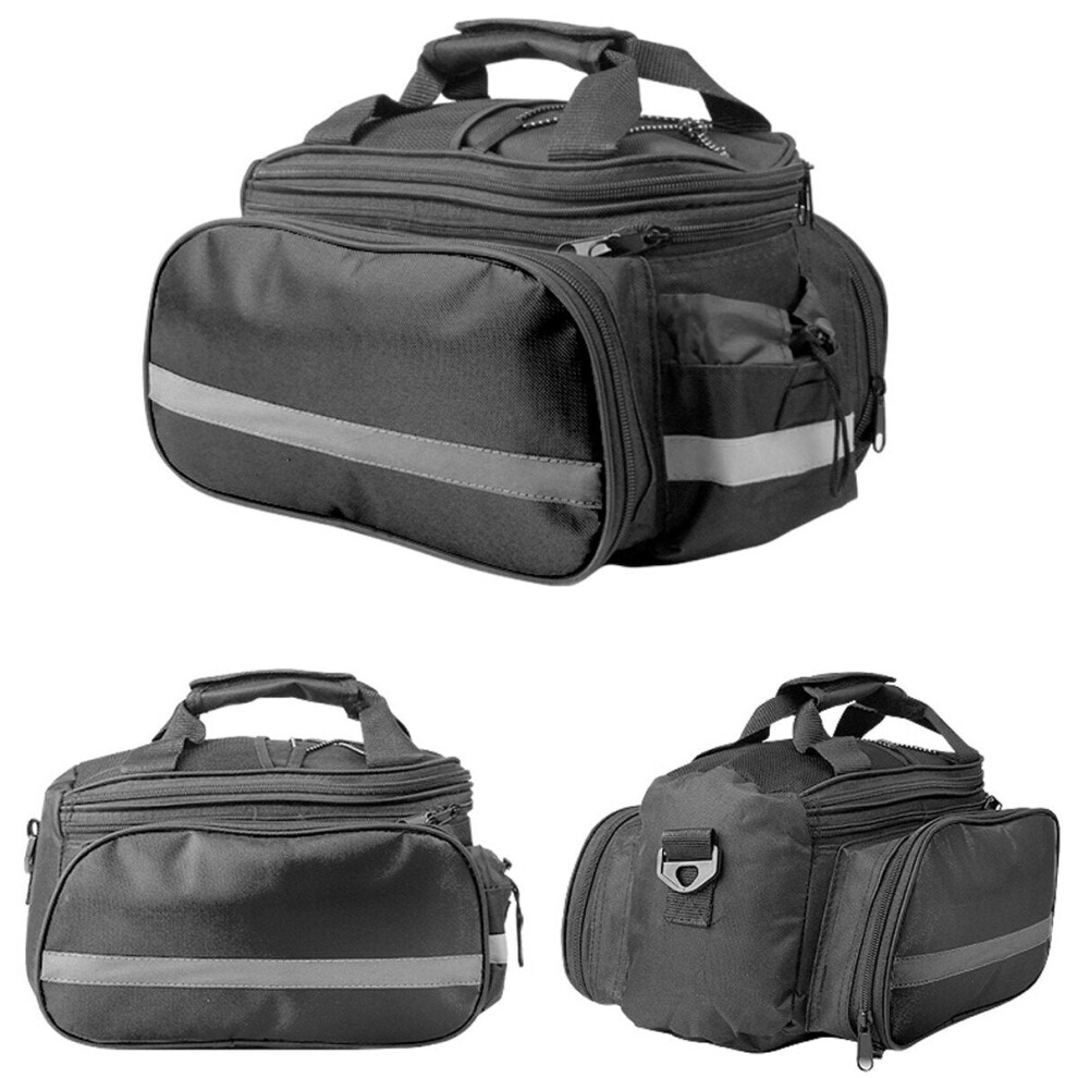 (Black) 27L Bicycle Riding Package Large Capacity Waterproof Reflective Strips Outdoor Riding Bag