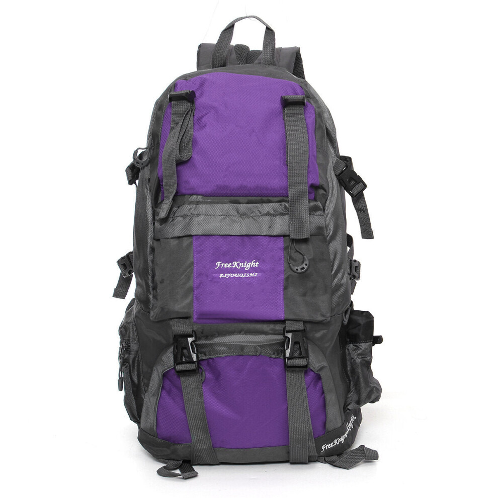 (Purple) 50L 210D Waterproof Nylon Backpack Camping Hiking Mountaineering Rucksack