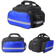 (Blue) 27L Bicycle Riding Package Large Capacity Waterproof Reflective Strips Outdoor Riding Bag