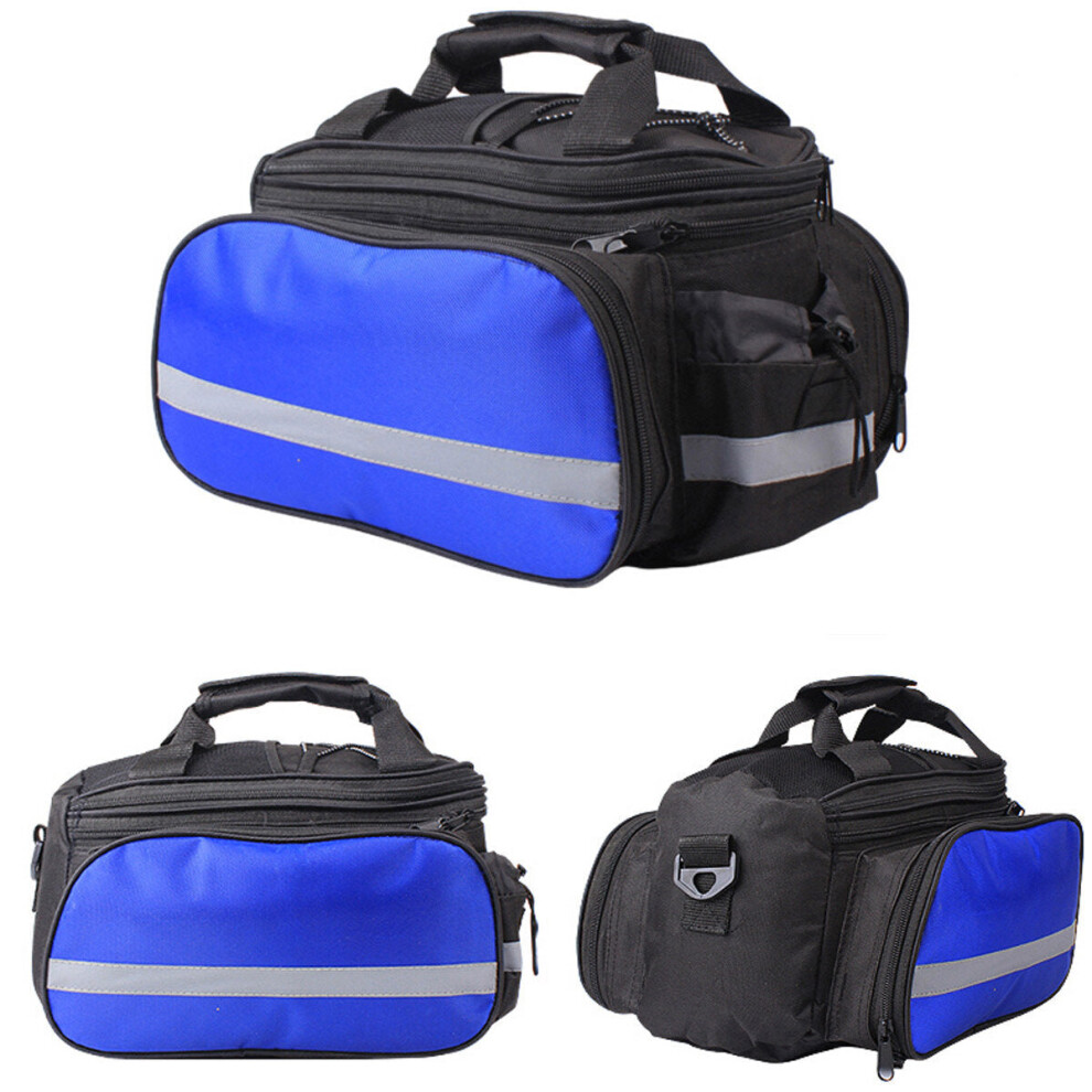 (Blue) 27L Bicycle Riding Package Large Capacity Waterproof Reflective Strips Outdoor Riding Bag