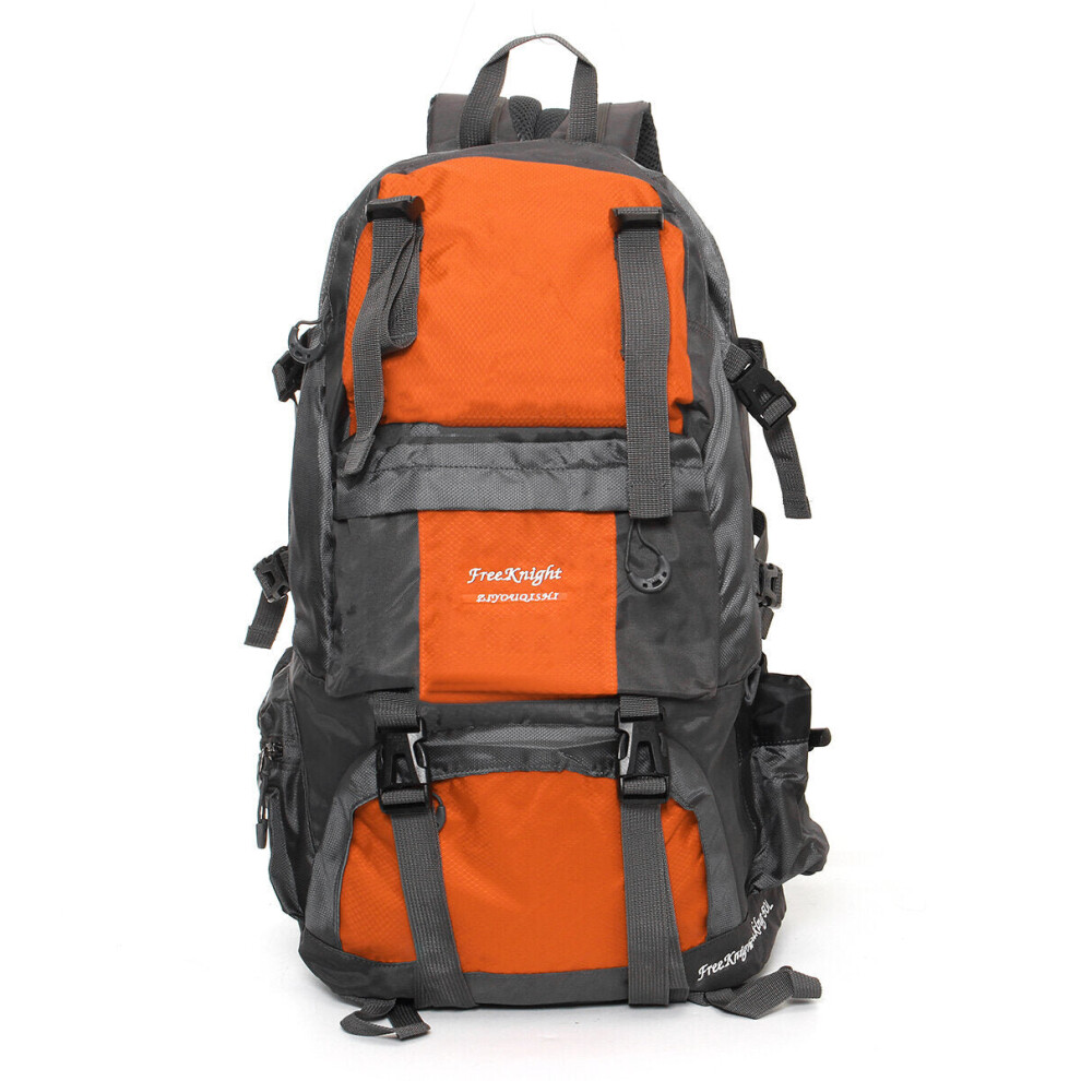 (Orange) 50L 210D Waterproof Nylon Backpack Camping Hiking Mountaineering Rucksack