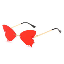 Vrouwen Metalen Zonnebril Vlinder Vorm AC Lens Randloze Zonnebril UV400 Zonnebril