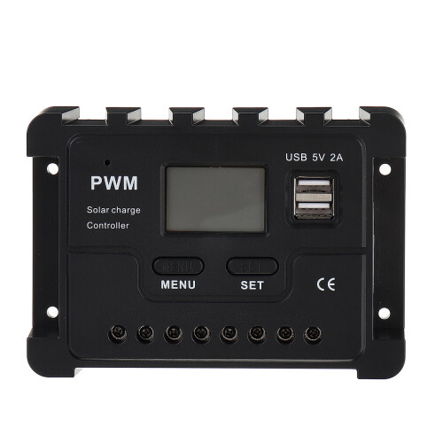 12V/24V Display PWM Zonnecontroller 10 - 30A Zonne - oplaadcontroller Dubbele USB IP30 Waterdicht 2