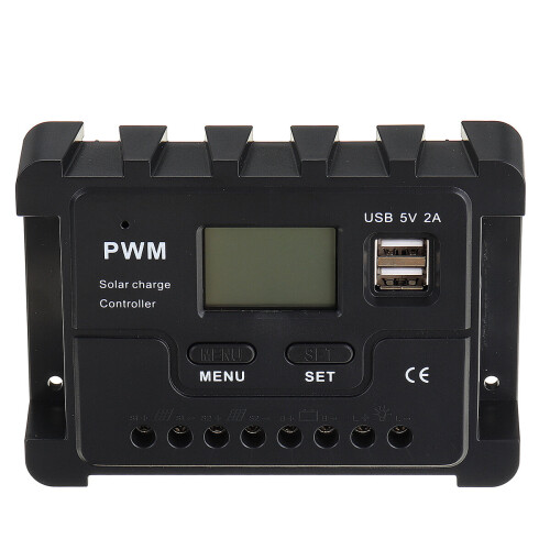 12V/24V Display PWM Zonnecontroller 10 - 30A Zonne - oplaadcontroller Dubbele USB IP30 Waterdicht