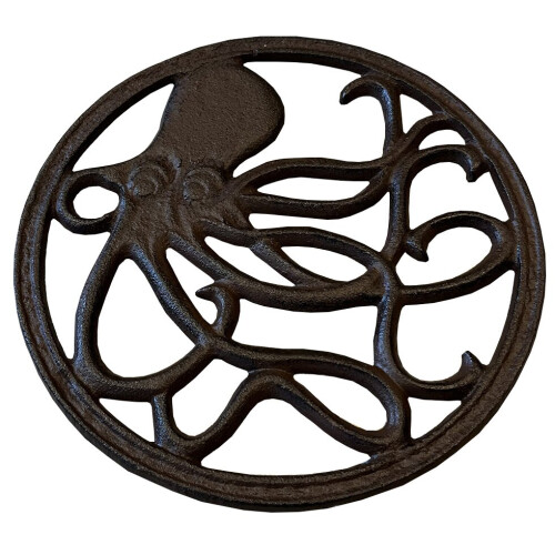 Selections Cast Iron Round Octopus Themed Table Trivet