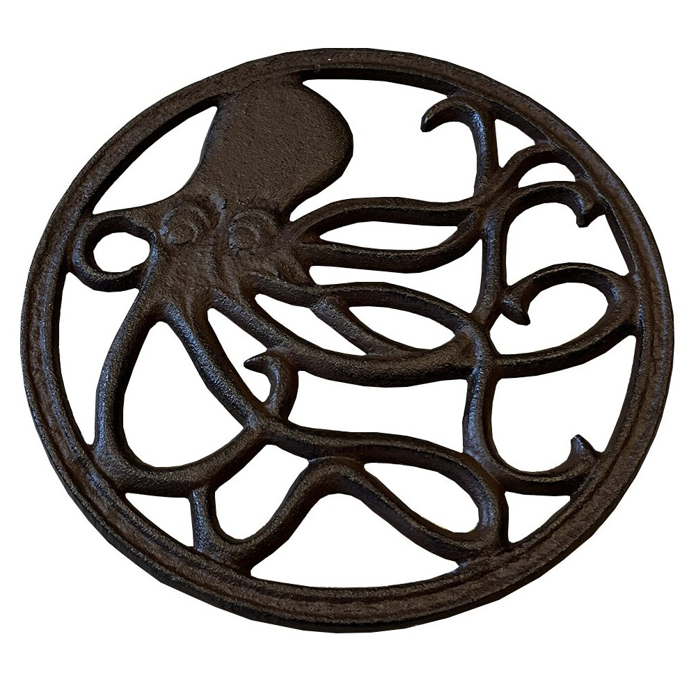 Cast Iron Round Octopus Themed Table Trivet