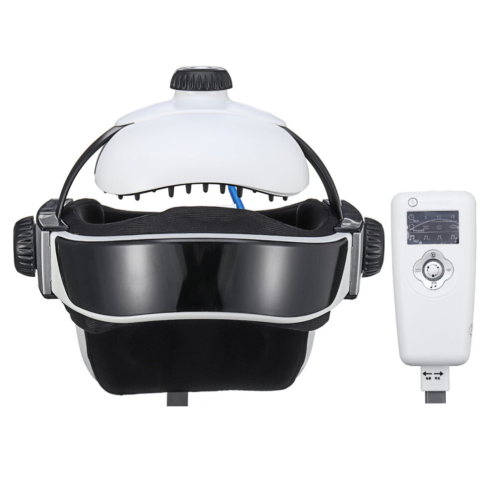 Black/White Electric Head Massage Machine Air Pressure Vibrating Scalp Relax Music Helmet Massager