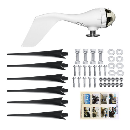 800W DC 12V/24V Kit Generatore Eolico con 6 Pale Nere 2