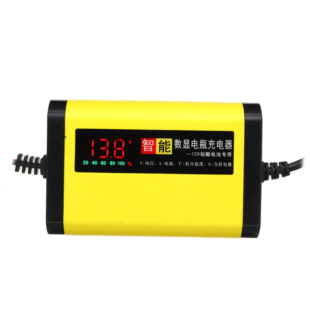 100-240V Lcd Intelligent Battery Charger 12V 2A Full Automatic Car Motorcycle 3 Stages Lead Acid Charging Maintainer Yellow 6900042957079