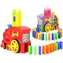60 stuks gemotoriseerde dominotreinwagen set op blokken lift springplank brug set kleurrijke stenen plastic speelgoed cadeau voor kinderen