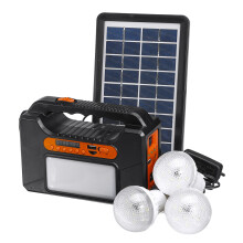 25W Generatore di energia solare portable di emergenza con sistema di illuminazione a 3 lampade radio audio USB alimentato da pannello solare.