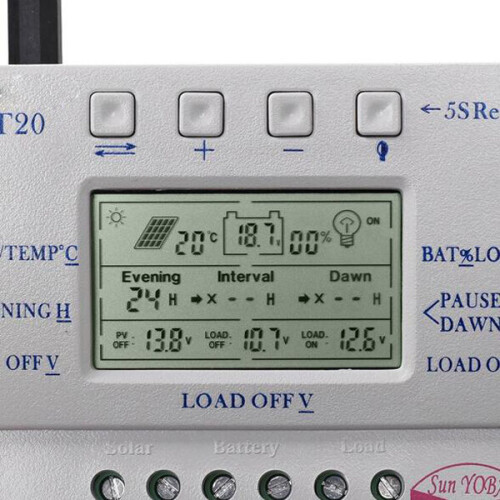 T20 20A 12V/24V PWM LCD Display Zonnepaneel Acculader Regulator Laadcontroller 1