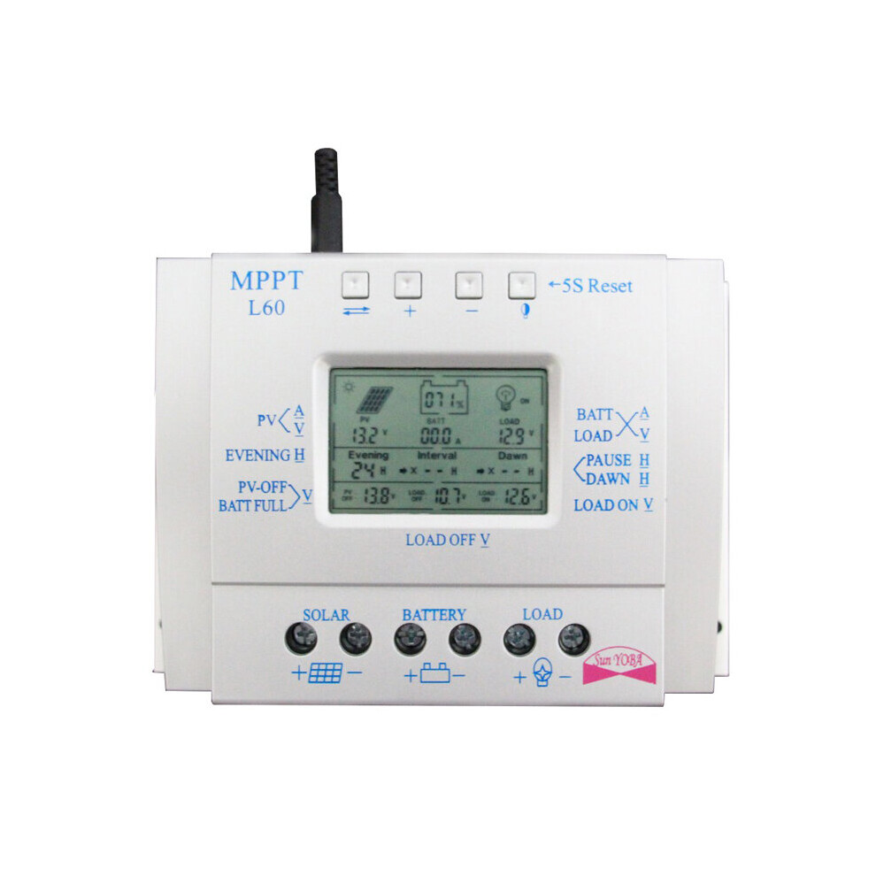 L60 60A 12V/24V Auto Lcd Mppt Solar Battery Charge Controller High Efficiency Solar Tracking System 6902297625536