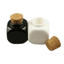 Manicure Tool Mini 10ml Keramische Glazen Dappen Schaal Fles Acryl Vloeistof Glitter Poeder Kom Bekertje Container Met Houten Deksel