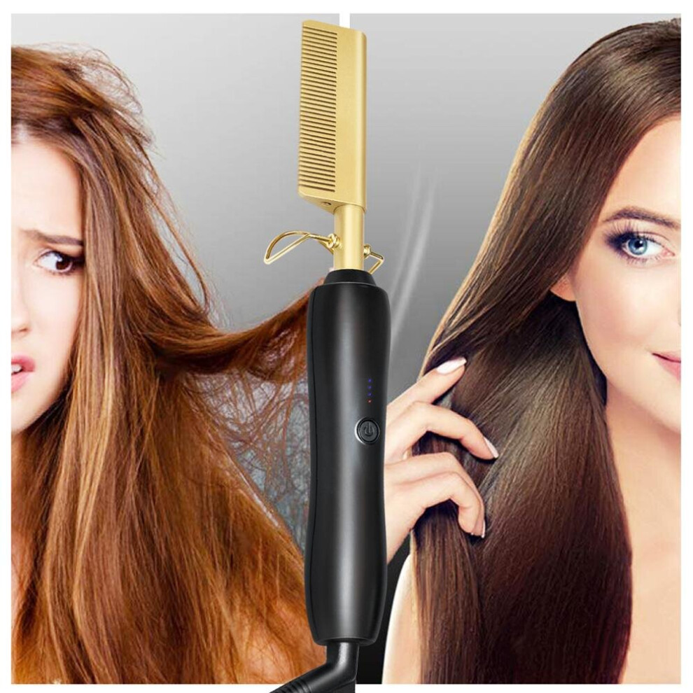 Multifunction Beard Straightening Hot Comb Electric Straight Hair Brush Styling Gold Irons Hair Straightener Quick Heating