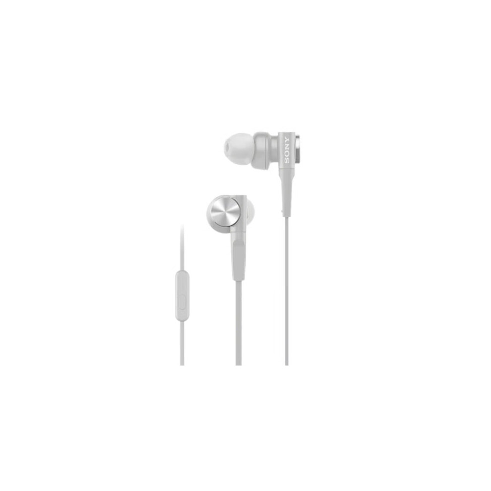 Headphones with microphone Sony MDR-XB55AP Wired headphones with white earbuds