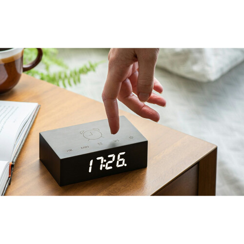 Gingko Flip Click Alarm Clock - Black