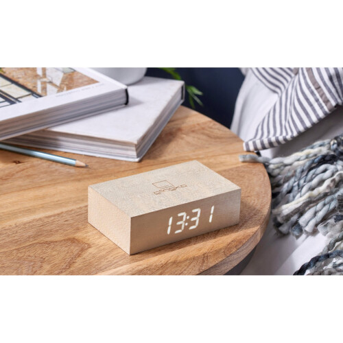 Gingko Flip Click Alarm Clock - White Maple