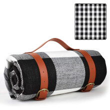 Picnic Blanket 150x200cm, Outdoor Water Resistant Blanket, Large 3-Layer Portable Foldable Picnic Blanket (Black&White)
