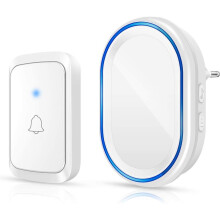 Wireless Doorbell, 300 Meters Range Waterproof Doorbell, Wireless Chime with 1 Transmitter and 1 Plug-in Receiver and 58 Ringtones 4 Level