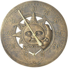 Outdoor Thermometer Clock Vintage Wall Clock Retro Decoration Station Hanging Clock