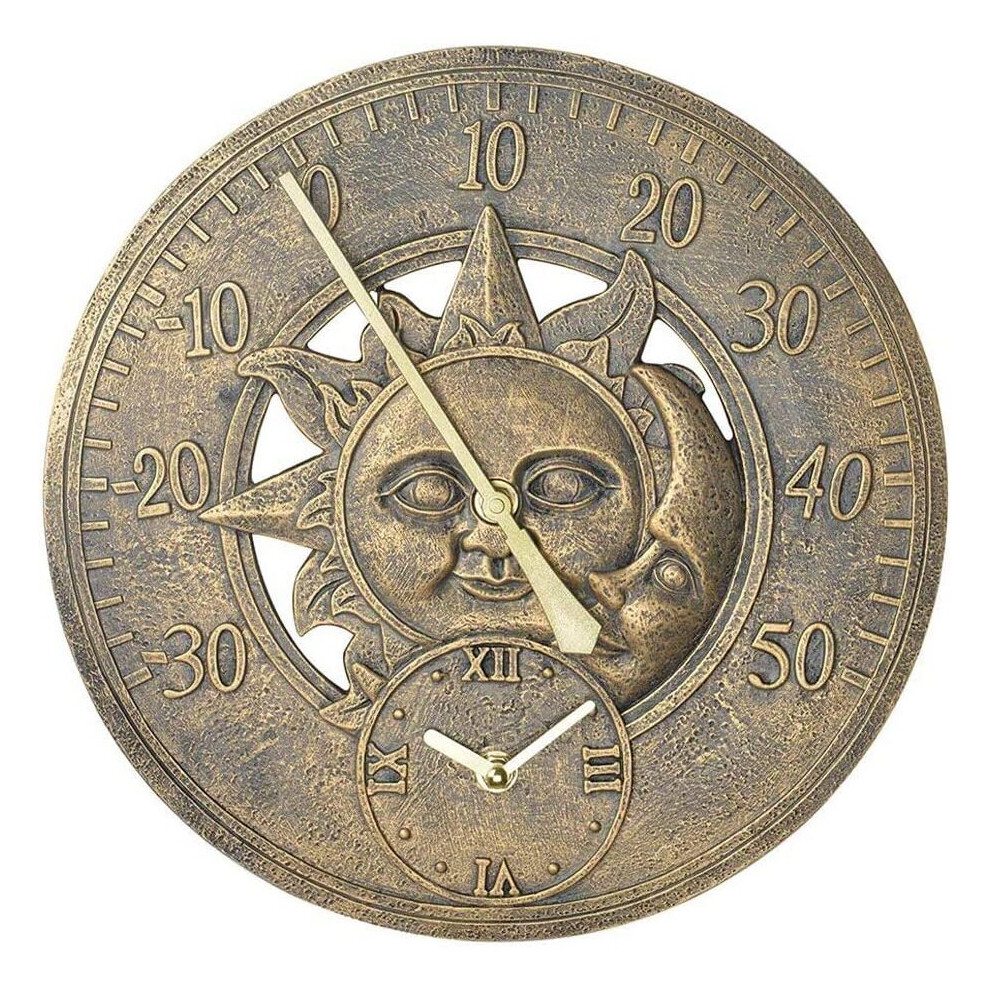 Outdoor Thermometer Clock Vintage Wall Clock Retro Decoration Station Hanging Clock